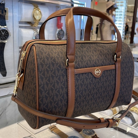 Michael Kors Handbags - MICHAEL KORS JST TRAVEL MD DUFFLE SATCHEL SHOULDER CROSSBODY BAG MK BROWN
NWT